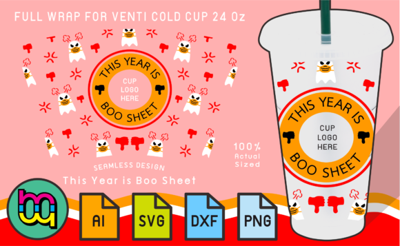 24oz Cold Cup SVG This Year Is Boo Sheet