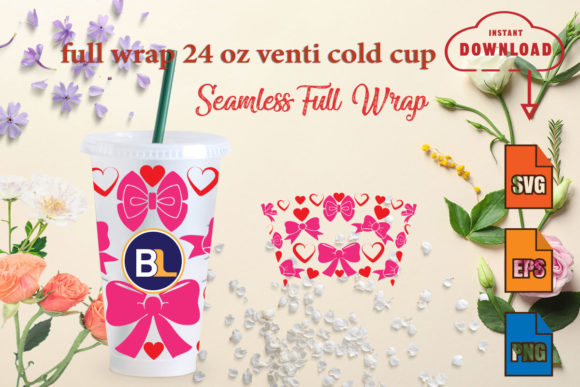 Bow Cup SVG Full Wrap 24oz Venti Cold