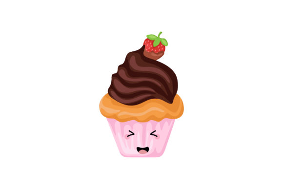 Chocolate Cupcake Kawaii Illustration