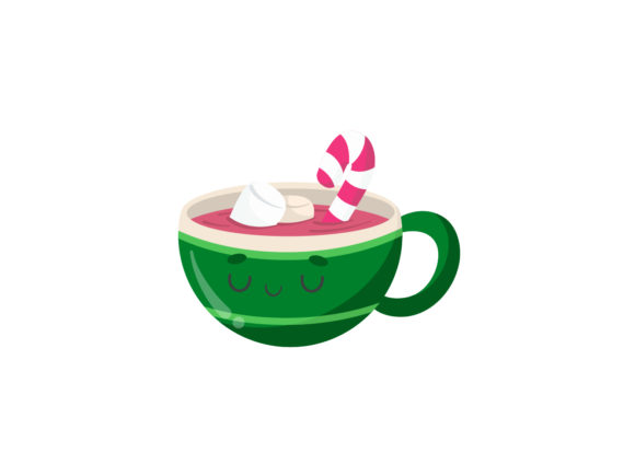 Christmas Illustration Green Cup
