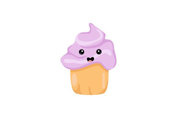 Delicious Sweet Purple Cupcake Kawaii
