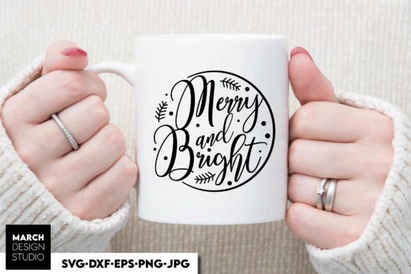 Merry and Bright Christmas Time Cup SVG
