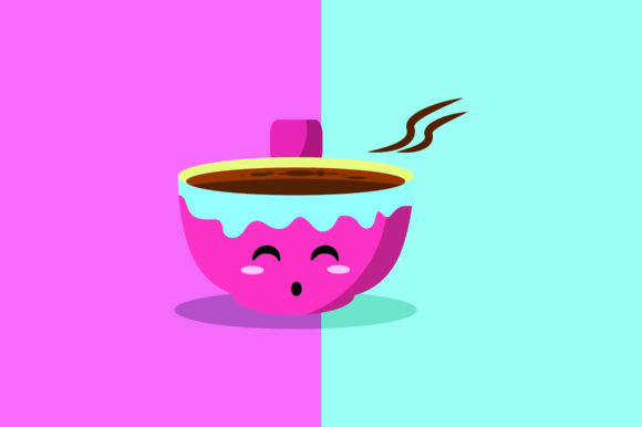 Pink Coffee Cup Kawaii Cute Illustration