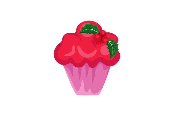 Pretty Sweet Red Cupcake Illustration