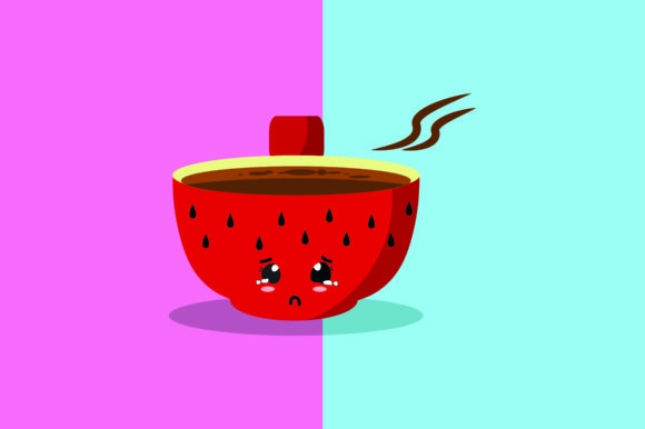 Red Coffee Cup Kawaii Cute Illustration