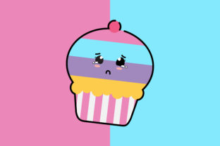 Sad Cup Cake Kawaii Cute Illustration