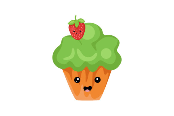 Sweet Cute Green Tea Cupcake Kawaii