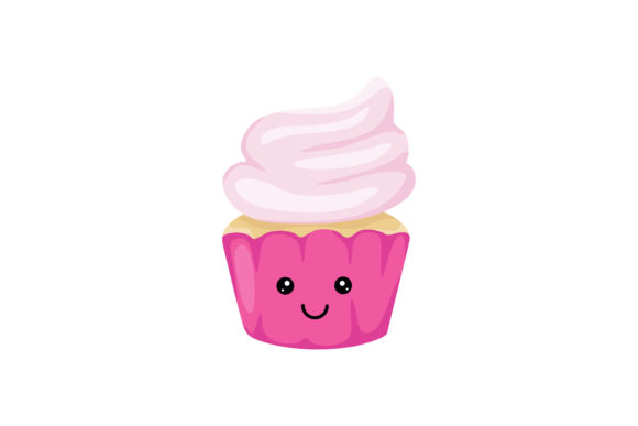 Sweet Smile Cupcake Kawaii Illustration