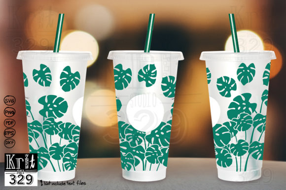 Tropical Monstera Decal Cold Cup SVG