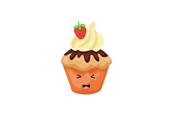 White Cream Cupcake Kawaii Illustration