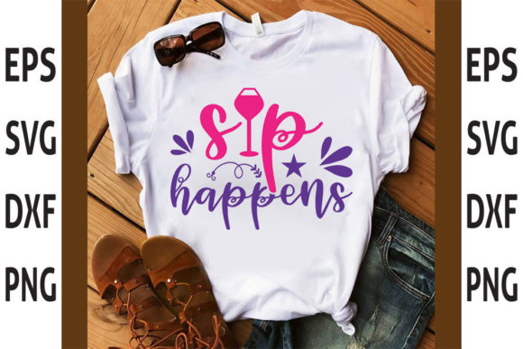 Wine Tumbler SVG Design, Sip Happens