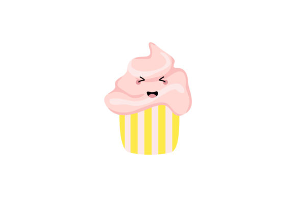 Yummy Pinky Cupcake Kawaii Illustration