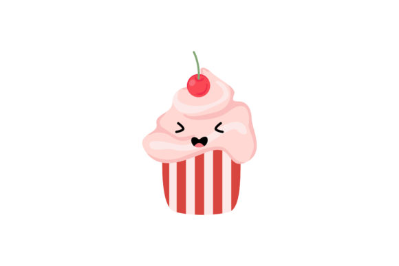 Yummy Pinky Cupcake with Cherry Kawaii
